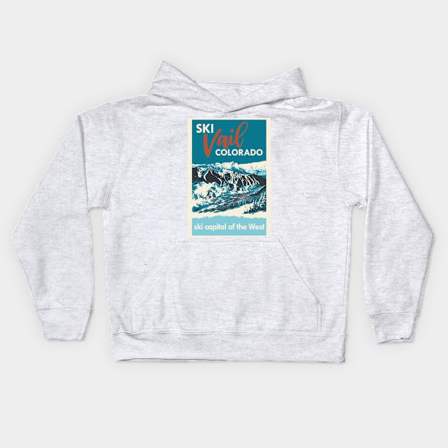 Ski Vail Colorado, vintage poster Kids Hoodie by ROEDERcraft